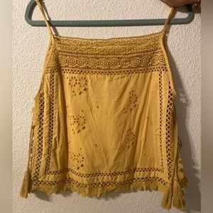 Free People Boho Lace Tassle Tank